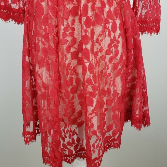 Free People Pink Sheer Dress 3/4 Sleeve - Picture 3 of 7